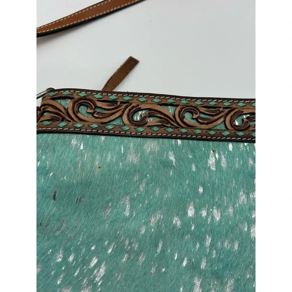 Angel Ranch Acid Wash Crossbody Bag Western Fringe Leather - Picture 8 of 11